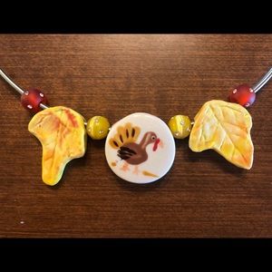 Ceramic Leaves and Turkey Pendants for Necklace